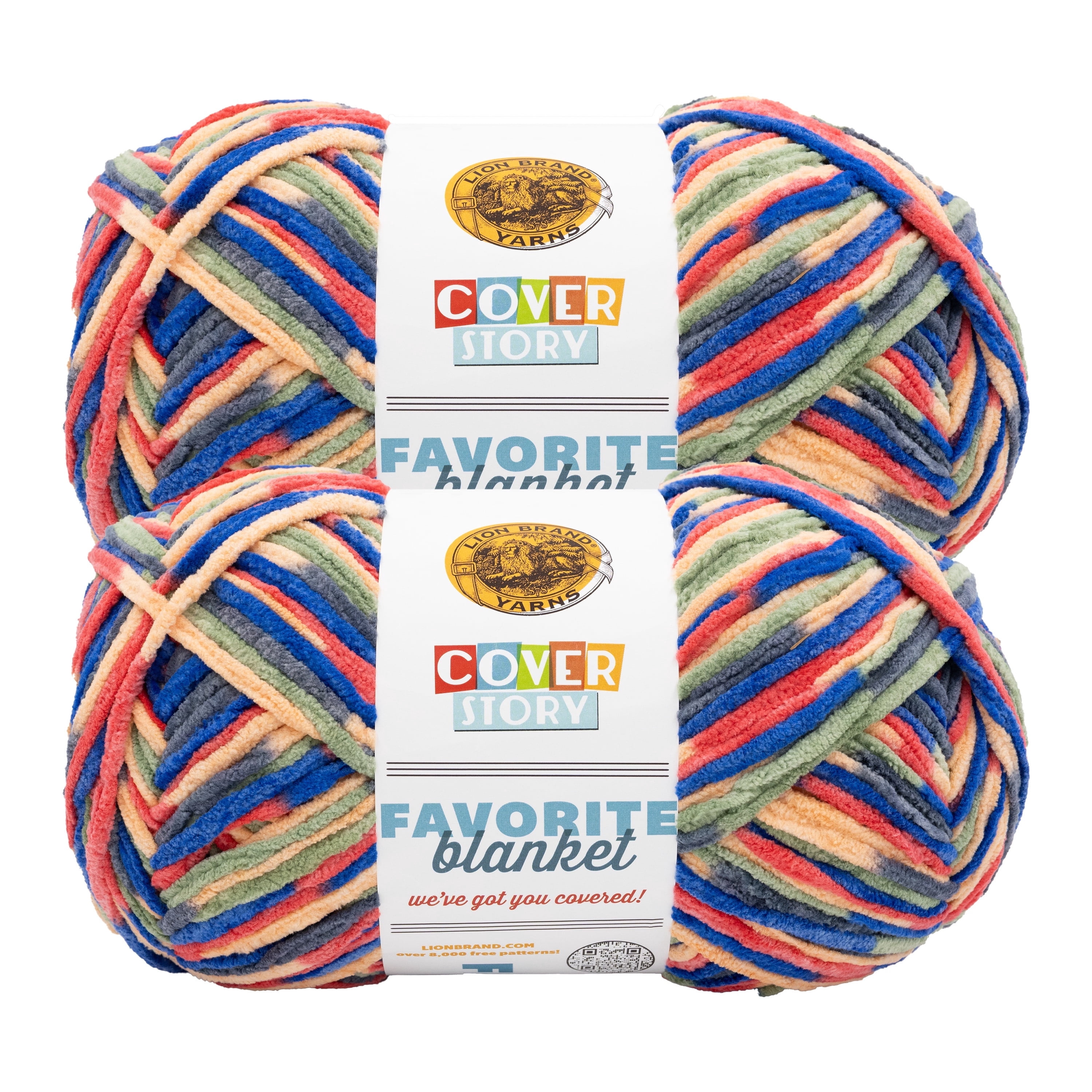 Lion Brand Yarn Cover Story: Favorite Blanket Clown Car Super Bulky Yarn Polyester Yarn 2 Pack