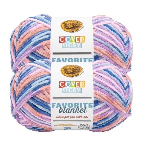 Lion Brand Yarn Cover Story: Favorite Blanket Lullaby Super Bulky Yarn Polyester Yarn 2 Pack