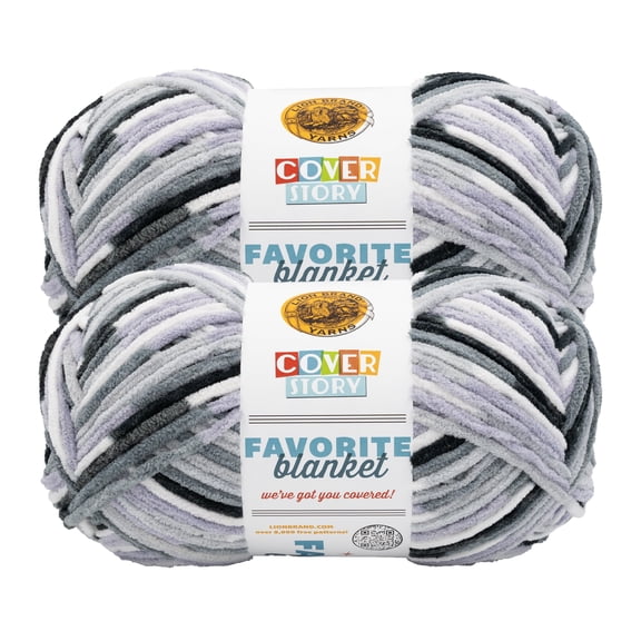 Lion Brand Yarn Cover Story: Favorite Blanket Perfect Storm Super Bulky Yarn Polyester Yarn 2 Pack