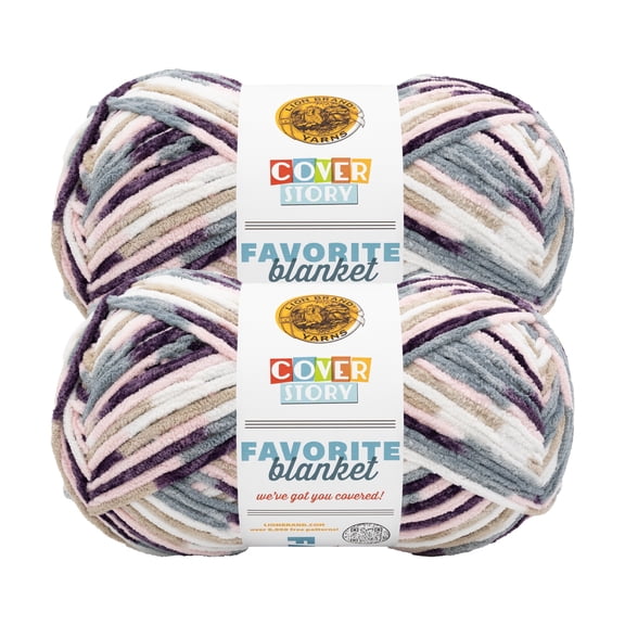 Lion Brand Yarn Cover Story: Favorite Blanket Primrose Super Bulky Yarn Polyester Yarn 2 Pack