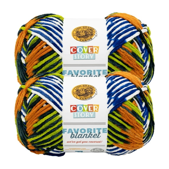Lion Brand Yarn Cover Story: Favorite Blanket Rocket Ship Super Bulky Yarn Polyester Yarn 2 Pack
