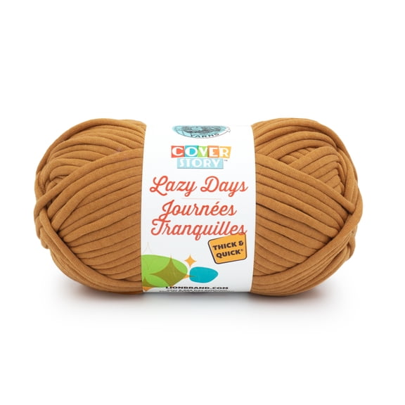 Lion Brand Yarn Cover Story Lazy Days Thick & Quick Amber Super Bulky Polyester Orange Yarn 1 Skein