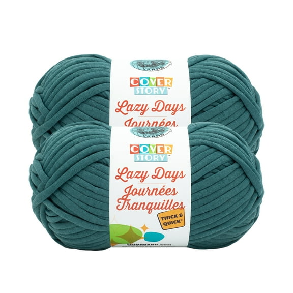 Lion Brand Yarn Cover Story Lazy Days Thick & Quick Mallard Super Bulky Polyester Green Yarn 2 Pack