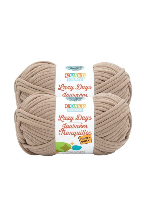 Yarn Cover Story Lazy Days Thick & Quick Sandstone Super Bulky Polyester Brown Yarn 2 Pack