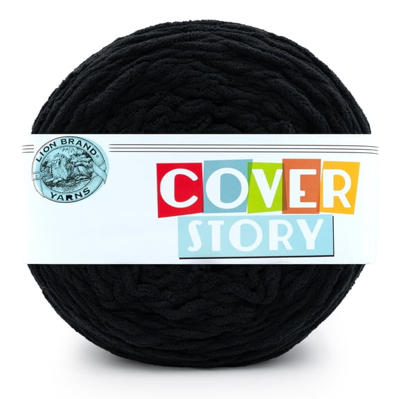 Lion Brand Yarn Cover Story Obsidian Super Bulky Polyester Black Yarn 1 Cake