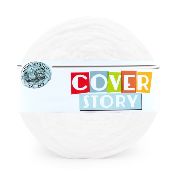 Lion Brand Yarn Cover Story Pearl Super Bulky Polyester White Yarn 1 Cake