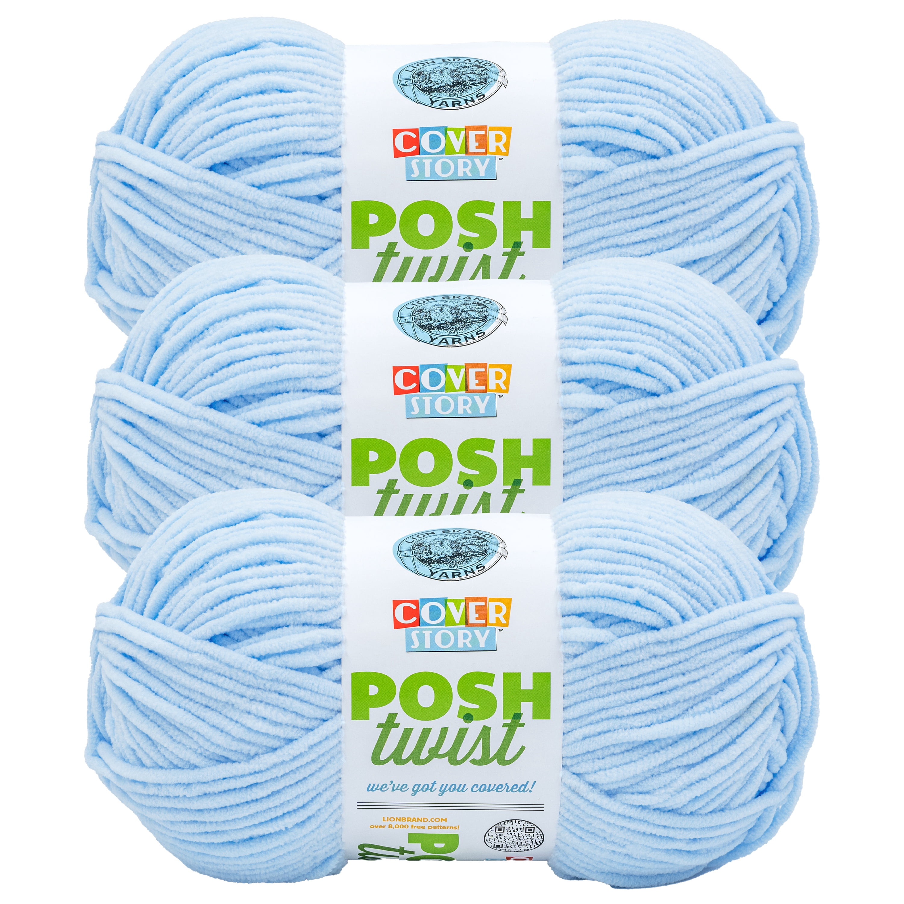 Lion Brand Yarn Cover Story Posh Twist Blueberry Smoothie Bulky Yarn Polyester Yarn 3 Pack