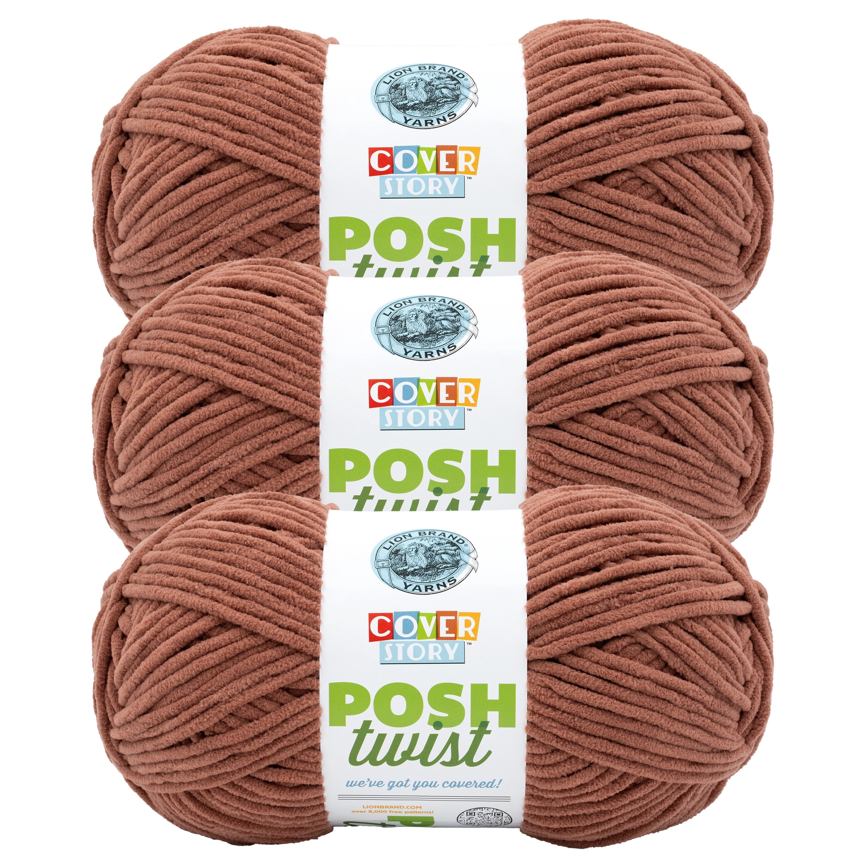 Lion Brand Yarn Cover Story Posh Twist Brown Butter Bulky Yarn Polyester Yarn 3 Pack