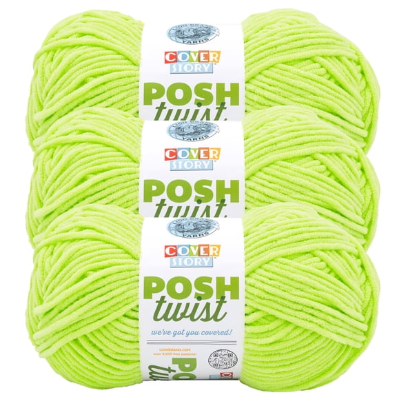 Lion Brand Yarn Cover Story Posh Twist Glow Worm Bulky Yarn Polyester Yarn 3 Pack