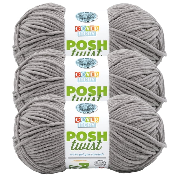 Lion Brand Yarn Cover Story Posh Twist Truffle Bulky Yarn Polyester Yarn 3 Pack