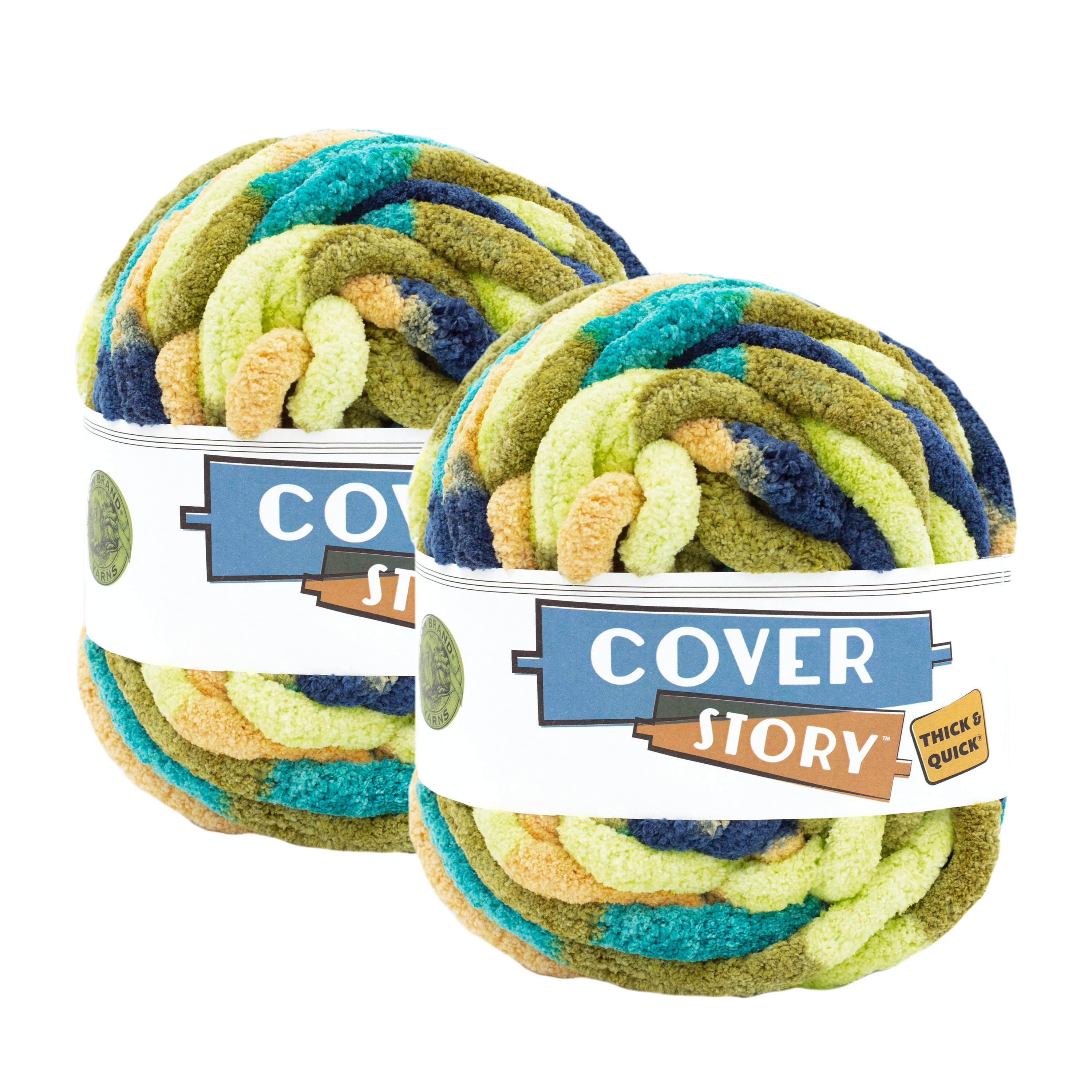 Lion Brand Yarn Cover Story Thick & Quick Aquatic Jumbo Polyester Yarn 2 Pack
