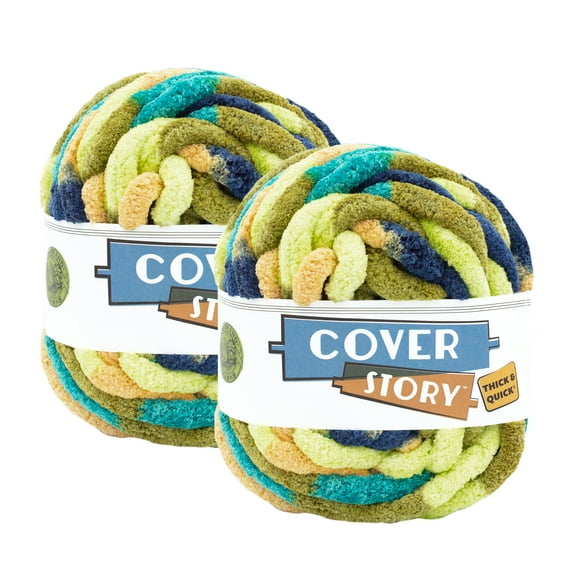 Lion Brand Yarn Cover Story Thick & Quick Aquatic Jumbo Polyester Yarn 2 Pack