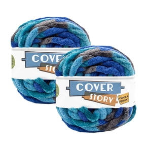 Lion Brand Yarn Cover Story Thick & Quick Coastline Jumbo Polyester Yarn 2 Pack