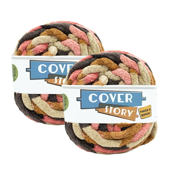 Lion Brand Yarn Cover Story Thick & Quick Desert Rose Jumbo Polyester Yarn 2 Pack
