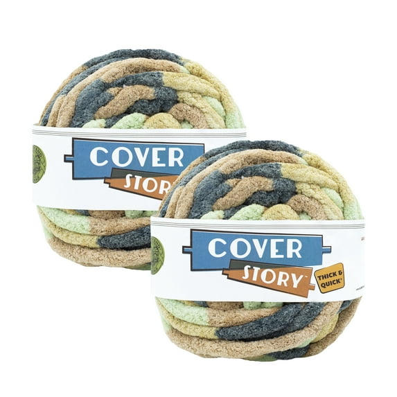Lion Brand Yarn Cover Story Thick & Quick Sand Dunes Jumbo Polyester Yarn 2 Pack