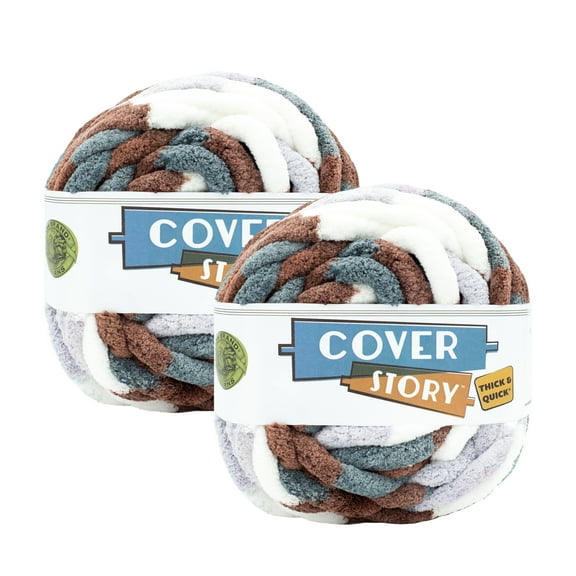 Lion Brand Yarn Cover Story Thick & Quick Snow Peak Jumbo Polyester Yarn 2 Pack
