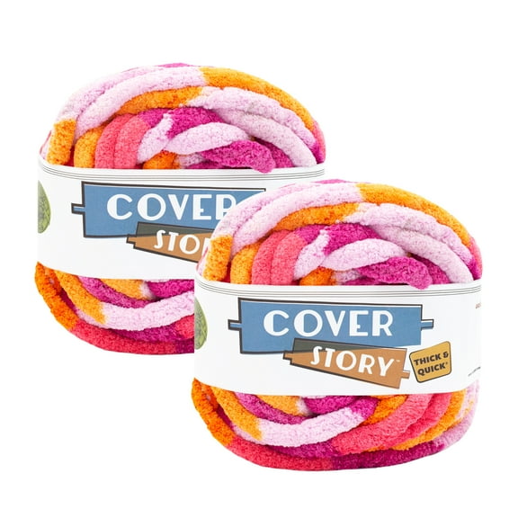 Lion Brand Yarn Cover Story Thick & Quick Sunset Jumbo Polyester Yarn 2 Pack