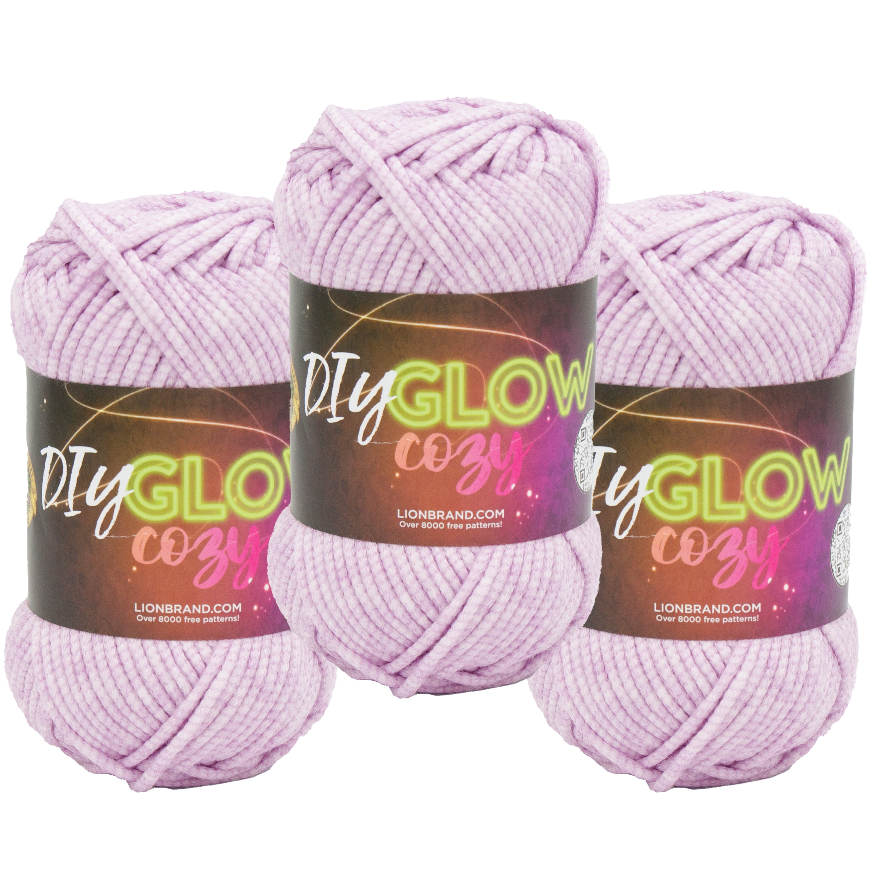 Lion Brand Yarn DIY Glow Cozy Lilac 197-148AJ Medium Polyester 3 Pack