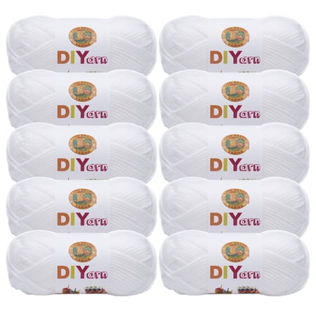 Lion Brand Yarn DIYarn White Medium Acrylic Yarn 10 Pack