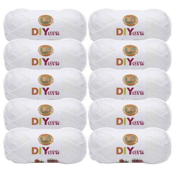 Lion Brand Yarn DIYarn White Medium Acrylic Yarn 10 Pack