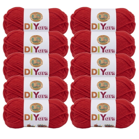 Lion Brand Yarn DIYarn Red Medium Acrylic Yarn 10 Pack