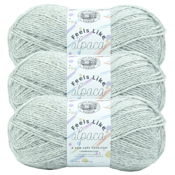 Lion Brand Yarn Feels Like Alpaca Silver Light Acrylic, Polyester, Nylon Yarn 3 Pack
