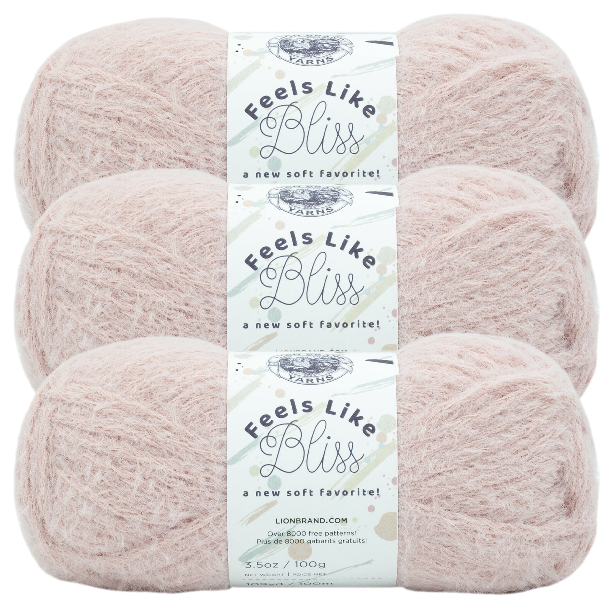 Lion Brand Yarn Feels Like Bliss Blush Super Soft Bulky Nylon Pink Yarn 3 Pack
