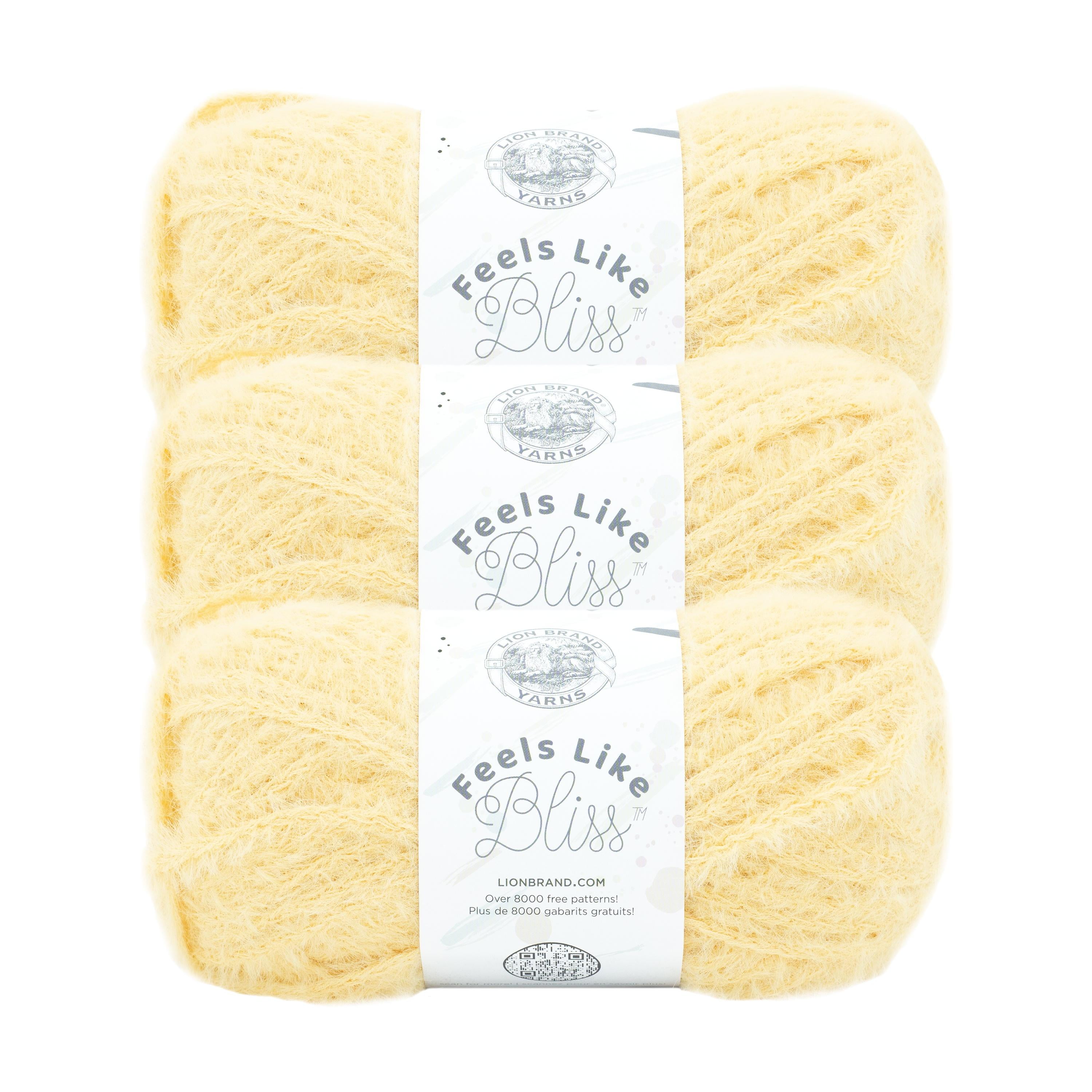 Lion Brand Yarn Feels Like Bliss Buttercup Bulky Nylon Yellow Yarn 3 Pack