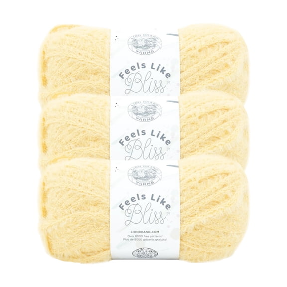 Lion Brand Yarn Feels Like Bliss Buttercup Bulky Nylon Yellow Yarn 3 Pack