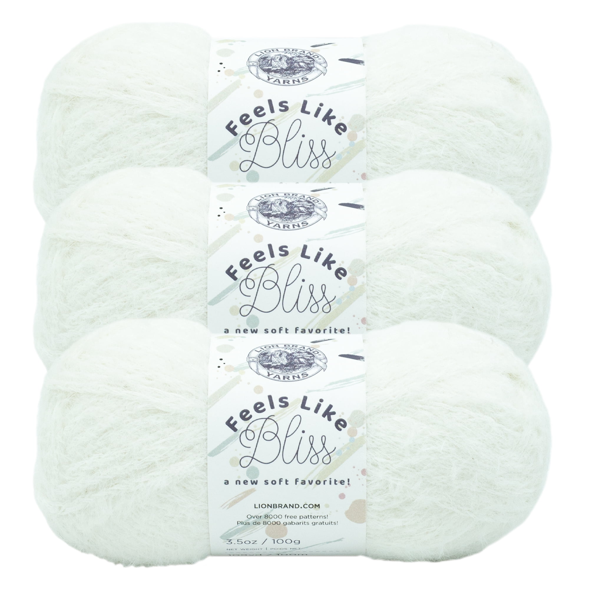 Lion Brand Yarn Feels Like Bliss White Super Soft Bulky Nylon White Yarn 3 Pack