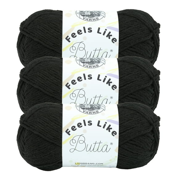 Lion Brand Yarn Feels Like Butta Black Medium Polyester Yarn 3 Pack