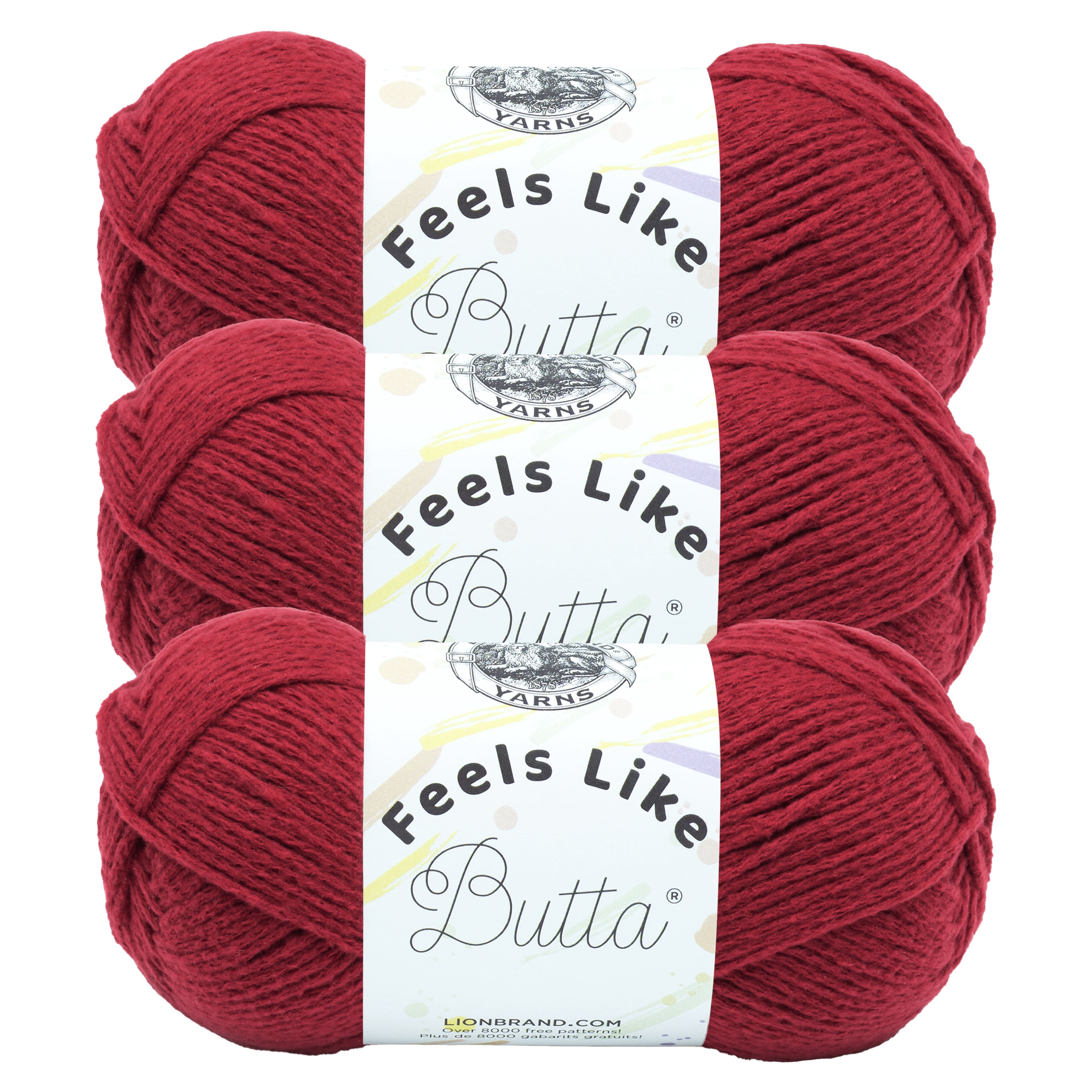 Lion Brand Yarn Feels Like Butta Cranberry Medium Polyester Yarn 3 Pack