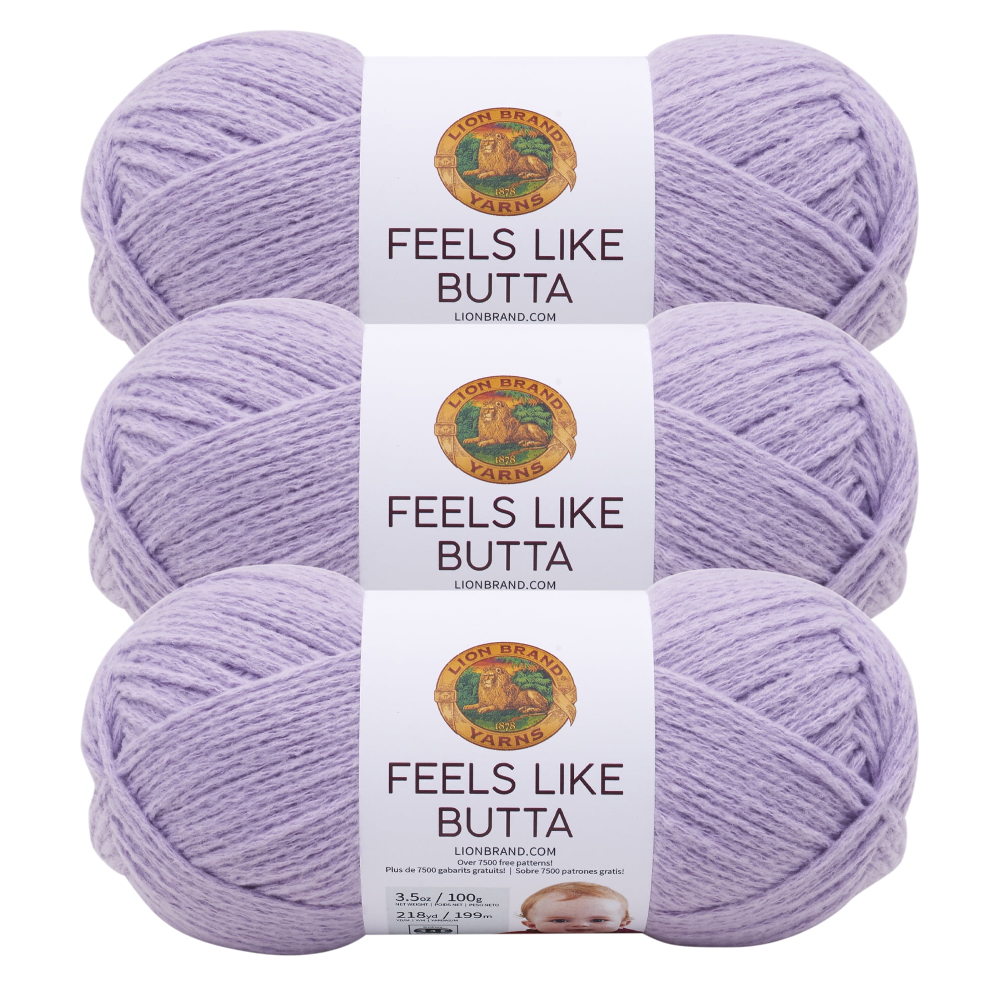 Lion Brand Yarn Feels Like Butta Lilac Super Soft Baby Medium Polyester Purple  Yarn 3 Pack 