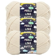 Lion Brand Yarn Feels Like Butta Neutral Medium Polyester Beige Yarn 3 Pack