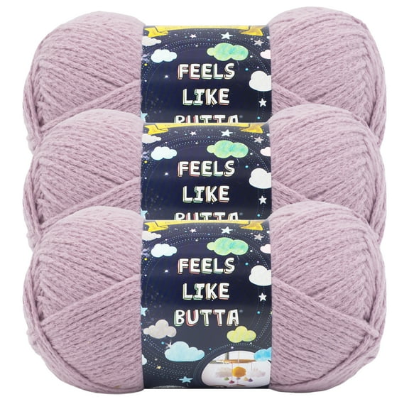 Lion Brand Yarn Feels Like Butta Quail Medium Polyester Purple Yarn 3 Pack