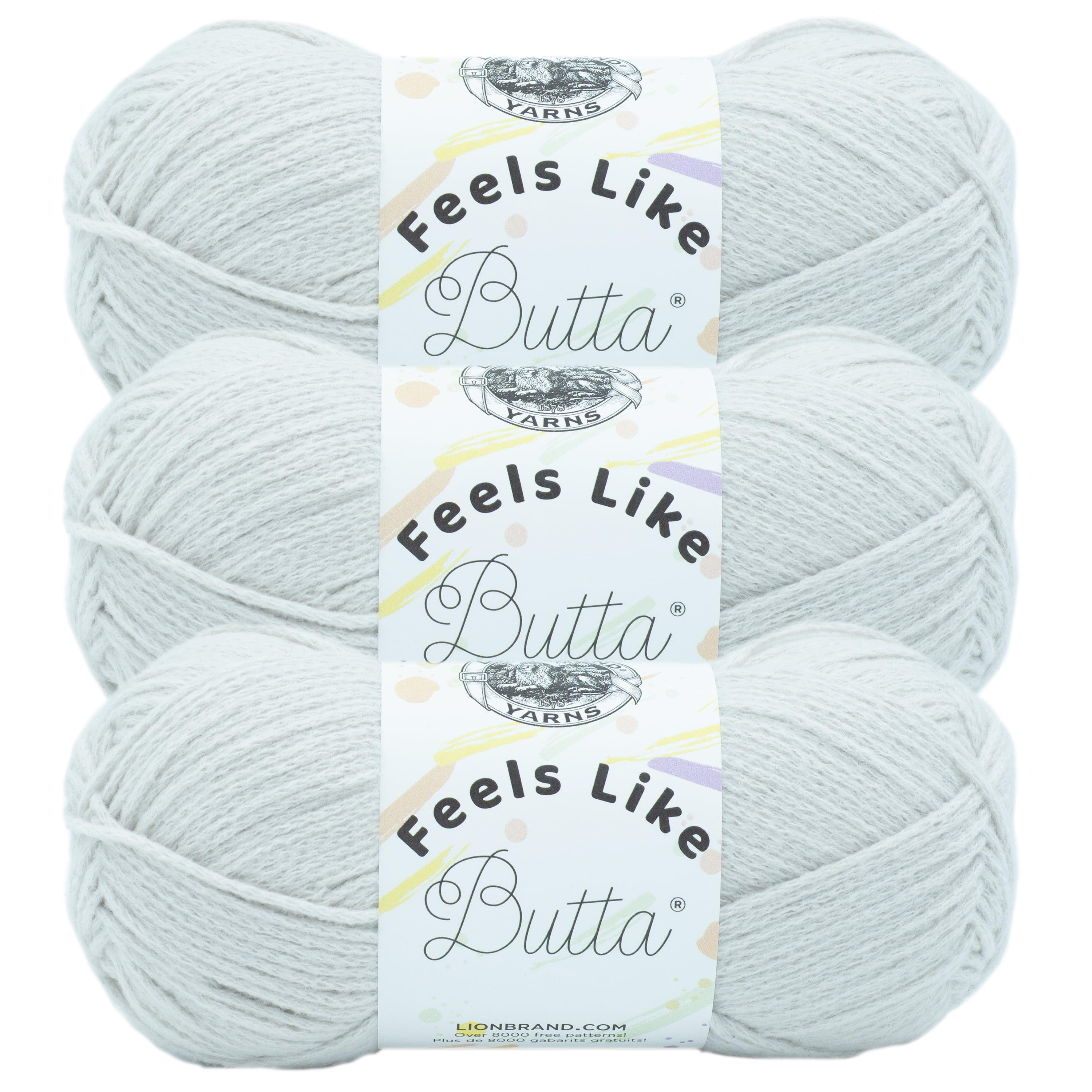 Lion Brand Yarn Feels Like Butta Rainy Day Medium Polyester Gray Yarn 3 Pack, Size: 3.5