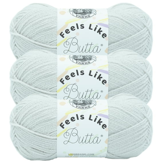 Lion Brand Yarn Feels Like Butta Rainy Day Medium Polyester Gray Yarn 3 Pack
