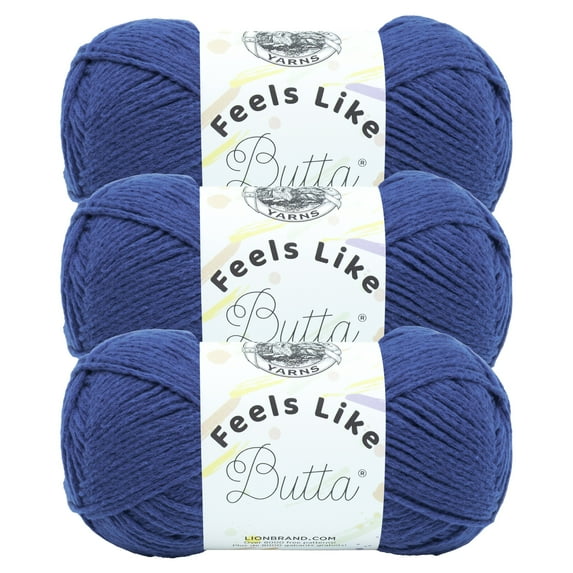 Lion Brand Yarn Feels Like Butta Royal Blue Medium Polyester Yarn 3 Pack