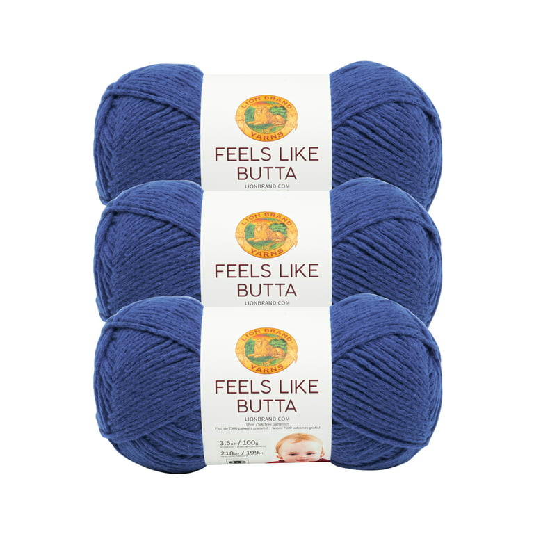 Lion Brand Yarn Feels Like Butta Soft Yarn for Crocheting and Knitting,  Velvety, 3-Pack, Black