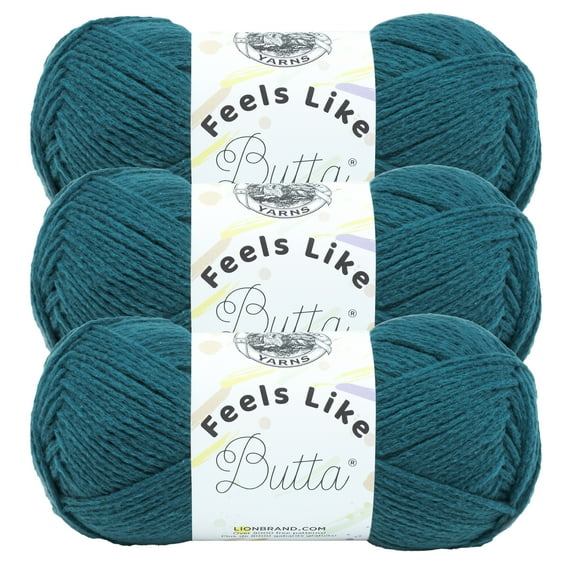 Lion Brand Yarn Feels Like Butta Teal Medium Polyester Yarn 3 Pack
