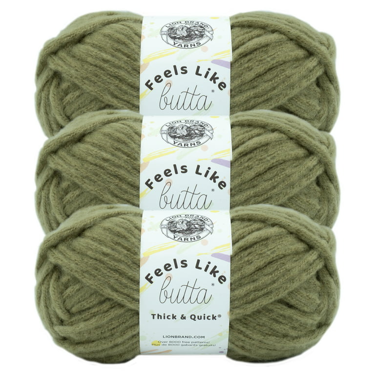 Lion Brand Yarn Feels Like Butta Thick & Quick Olive Super Bulky Polyester  Green Yarn 3 Pack