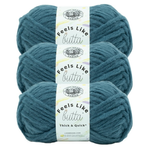 Lion Brand Yarn Feels Like Butta Thick & Quick Orion Blue Super Bulky Polyester Blue Yarn 3 Pack