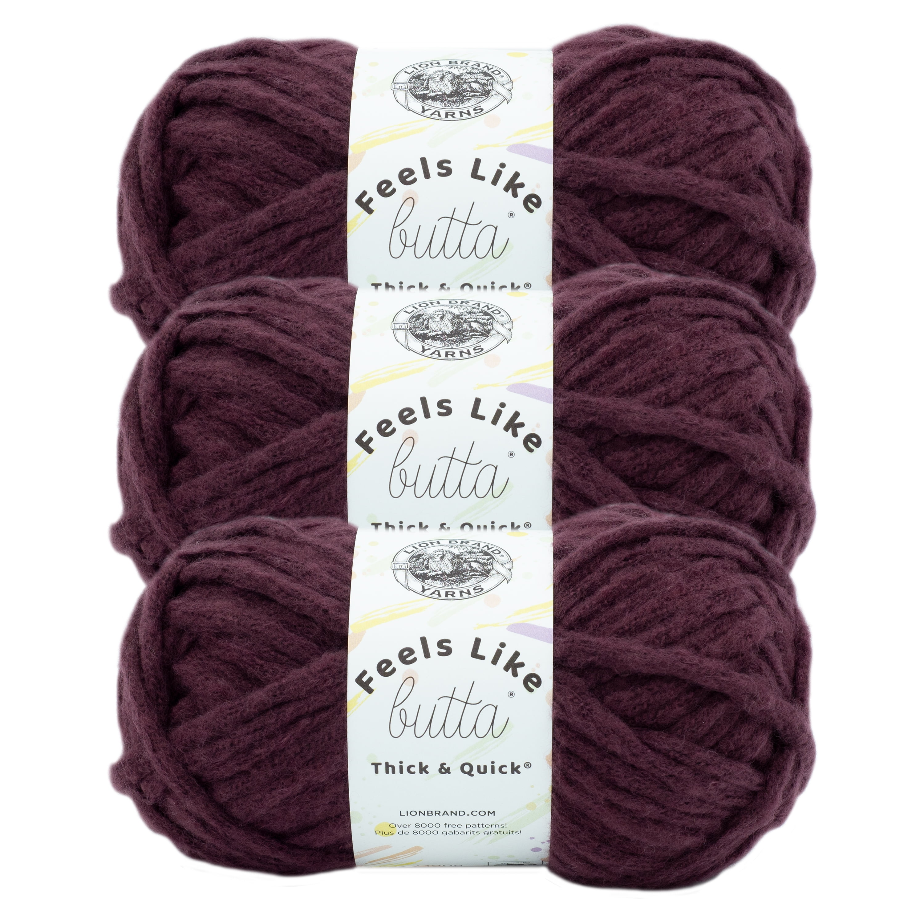 Lion Brand Yarn Feels Like Butta Thick & Quick Super Bulky Yarn for Knitting, 3 Pack, Peach Blush