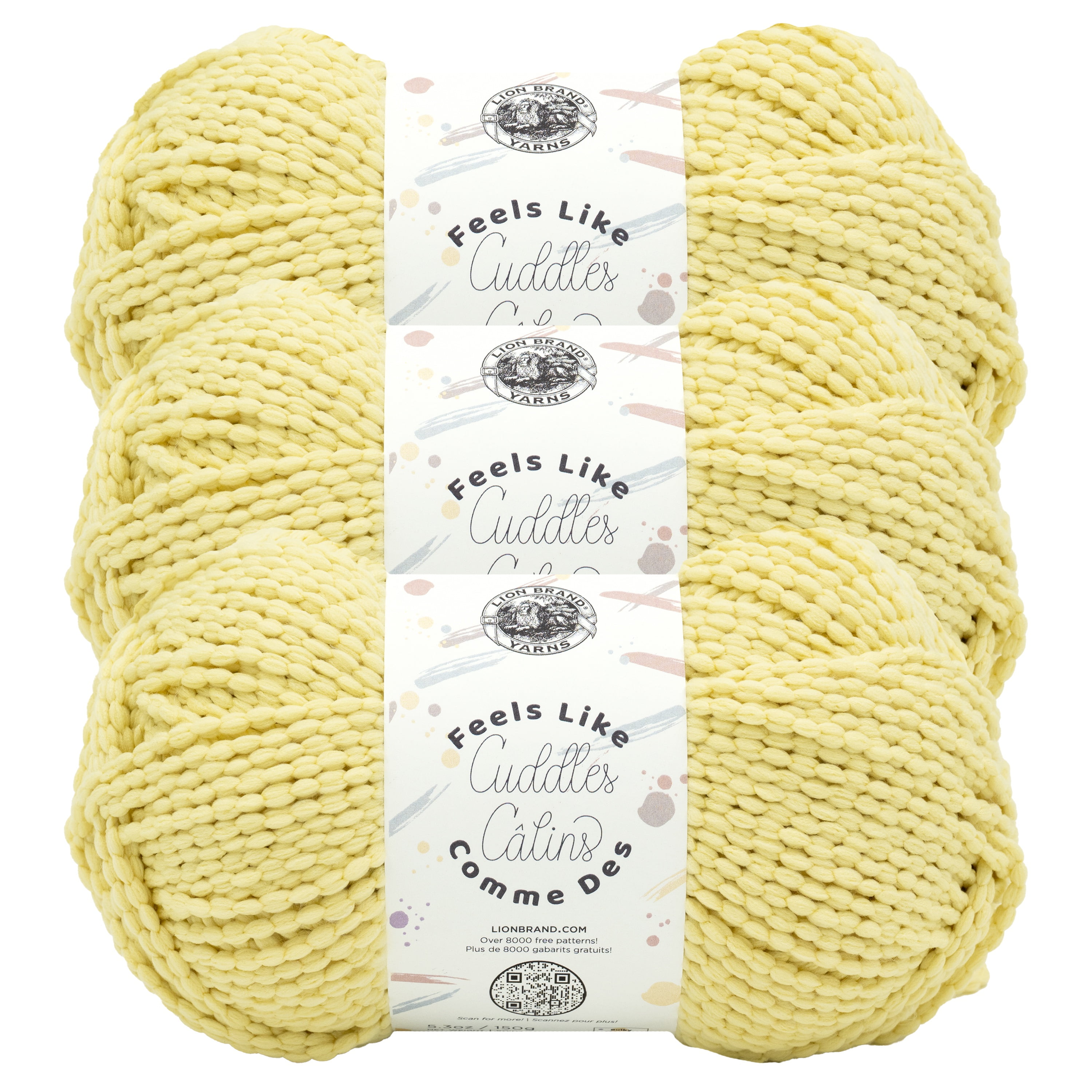 Lion Brand Yarn Feels Like Cuddles Cornsilk Bulky Polyester Yarn 3 Pack