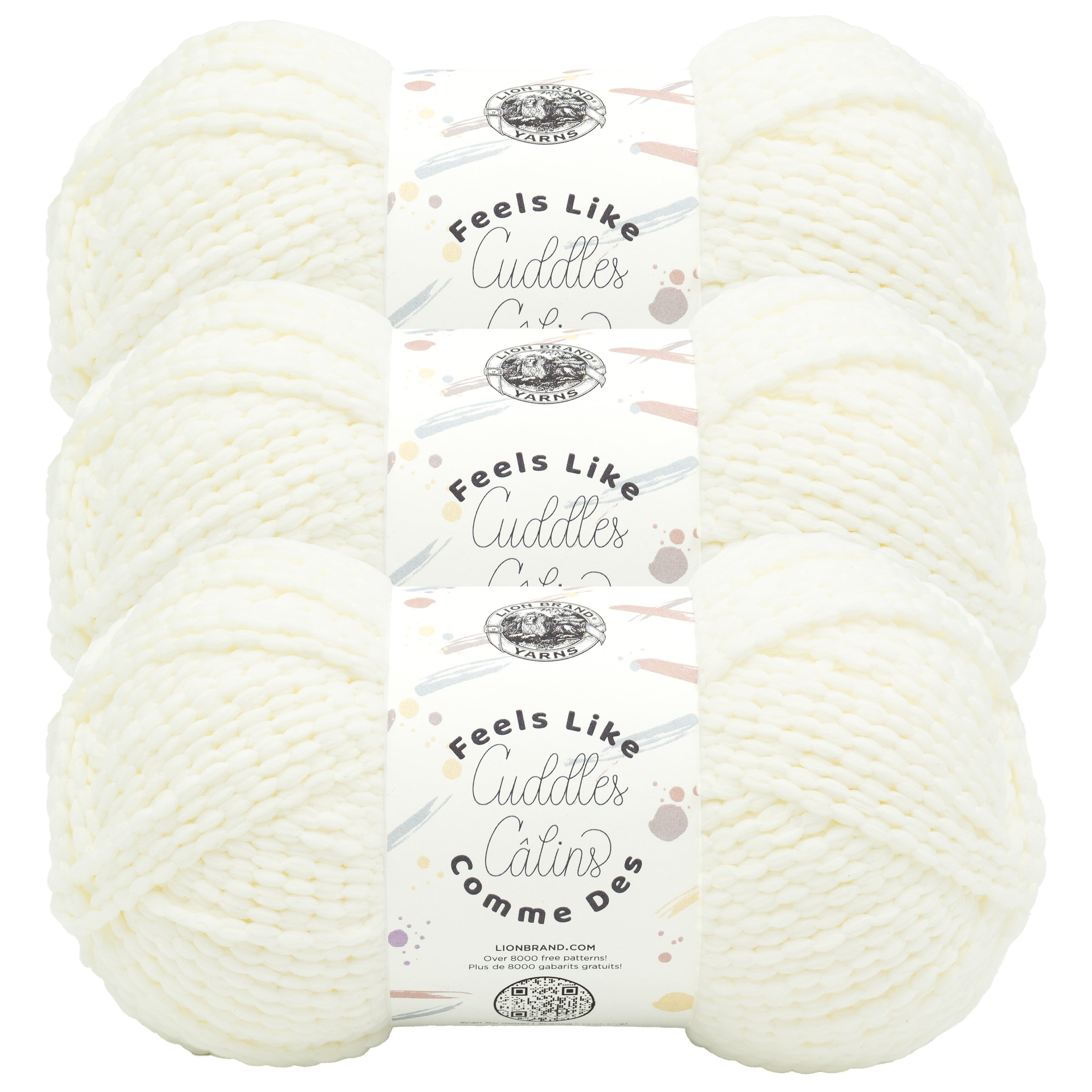 Lion Brand Yarn Feels Like Cuddles Cream Bulky Polyester Yarn 3 Pack