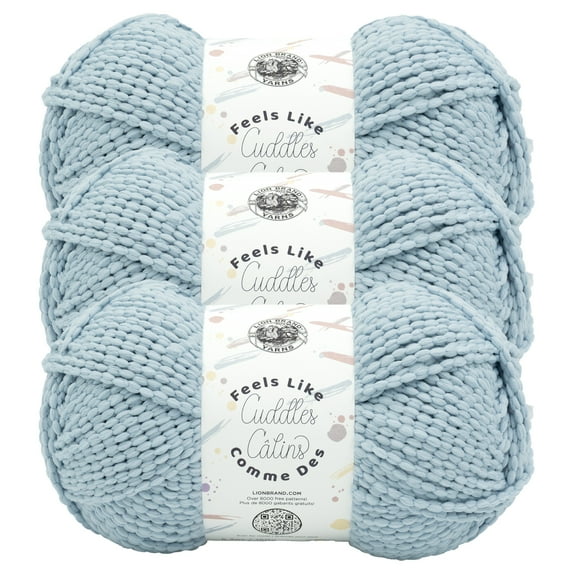 Lion Brand Yarn Feels Like Cuddles Frosty Bulky Polyester Yarn 3 Pack