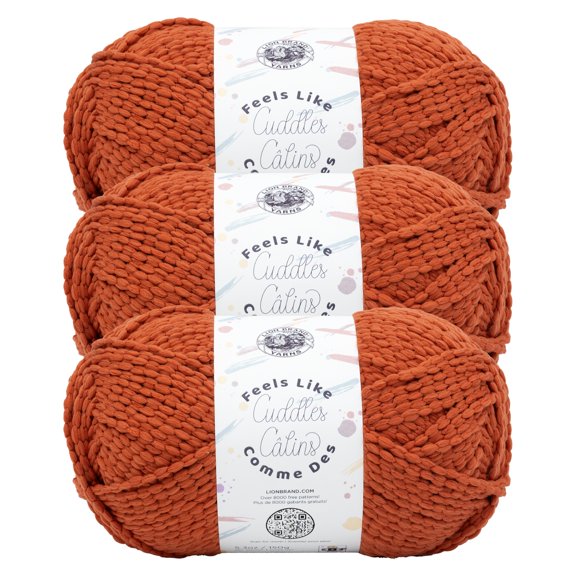 Lion Brand Yarn Feels Like Cuddles Henna Bulky Polyester Yarn 3 Pack