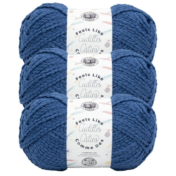 Lion Brand Yarn Feels Like Cuddles Ink Bulky Polyester Yarn 3 Pack