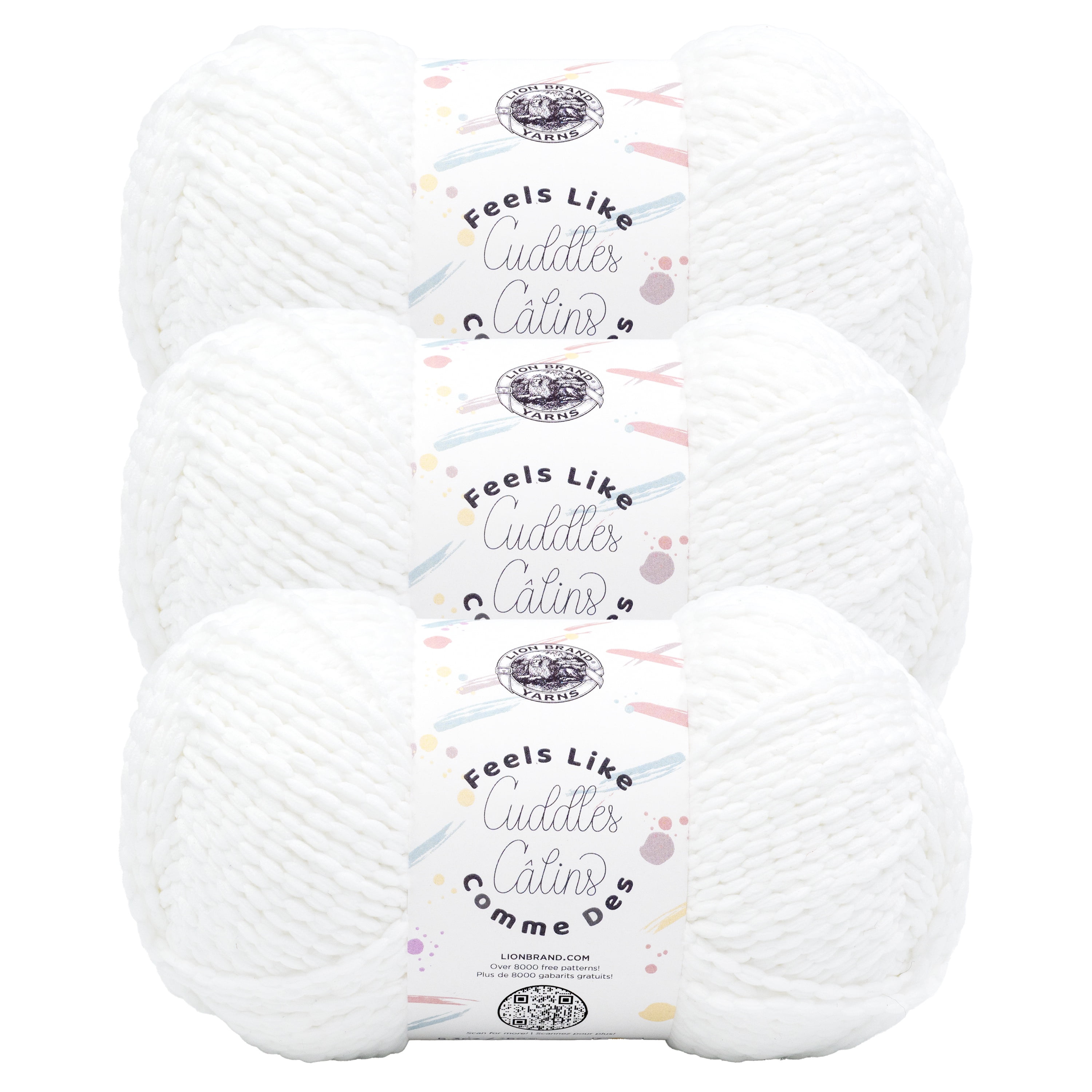 Lion Brand Yarn Feels Like Cuddles Snow Bulky Polyester Yarn 3 Pack