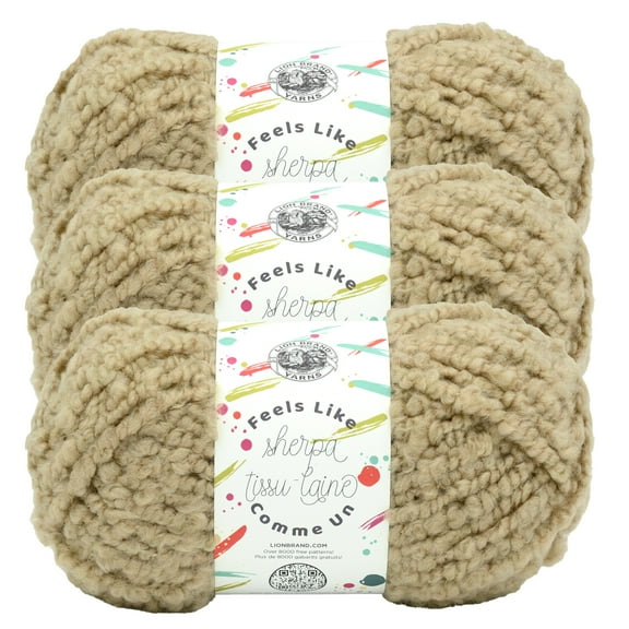Lion Brand Yarn Feels Like Sherpa Elmwood Bulky Acrylic, Polyester Yarn 3 Pack
